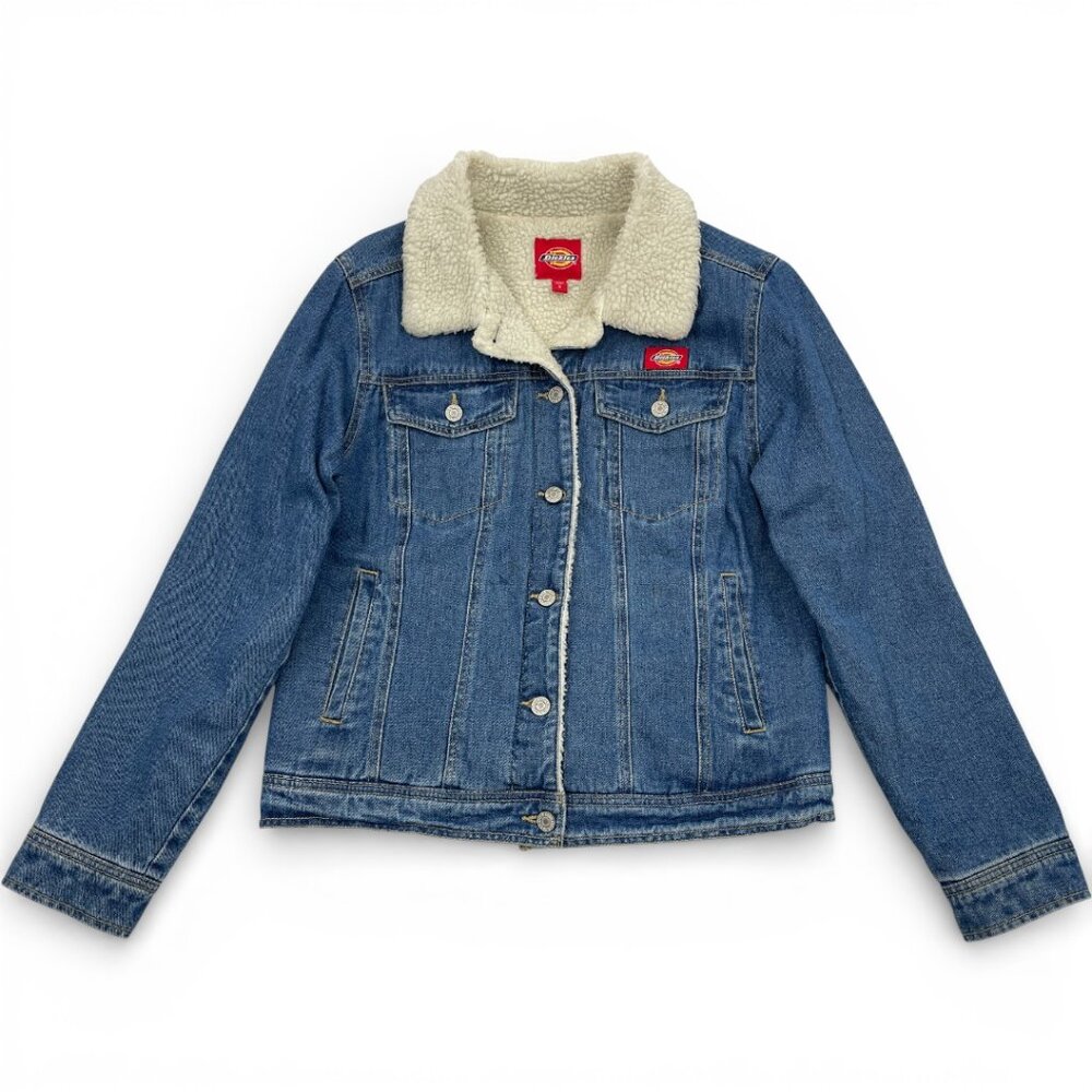 Dickies Sherpa Lined Denim Jean Trucker Blue Jacket Men's Small
